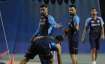 Team India mentor MS Dhoni along with skipper Virat Kohli during a practice session ahead of India's