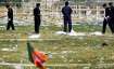 Security officials inspect at Patna's Gandhi Maidan after