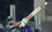 Babar Azam plays a shot during Pakistan's T20 World Cup