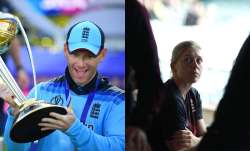 (L) Eoin Morgan with the ICC Men's Cricket World Cup;