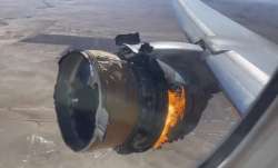 The engine of United Airlines Flight 328 is on fire after after experiencing "a right-engine failure